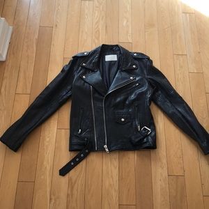 Deadwood Recycled Leather Black Moto Jacket